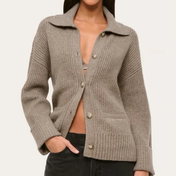 a&f ♡ collared cardigan soft chenille button down sweater abercrombie and fitch - Picture 2 of 11